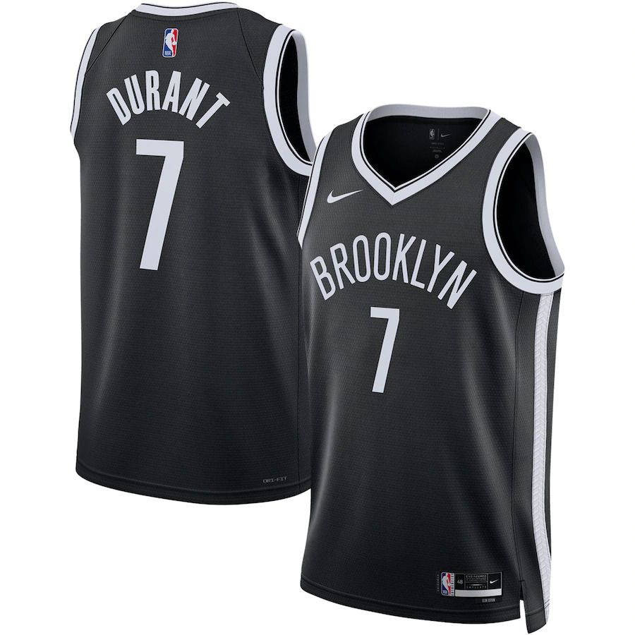 Men Brooklyn Nets 7 Kevin Durant Nike Black 2022-23 Swingman NBA Jersey